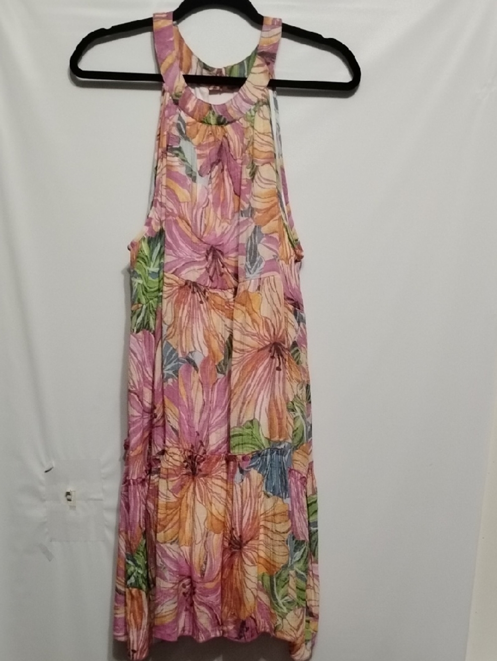 Mlle Gabrielle Vibrant Floral Babydoll Sundress in Pink, Orange, Green‎ & Blue